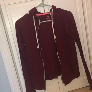 maroon zip up hoodie